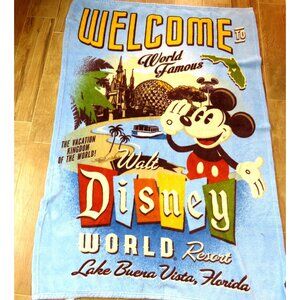 Disney World Blanket Florida Vacation 38x62" Retro Plush Throw Mickey Mouse